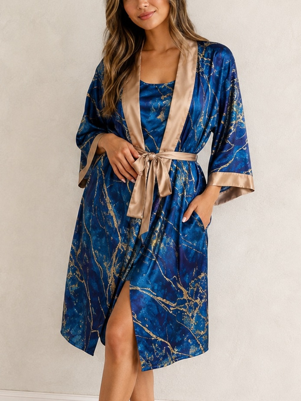 Lily by Firmiana satin robe and nightgown set size S